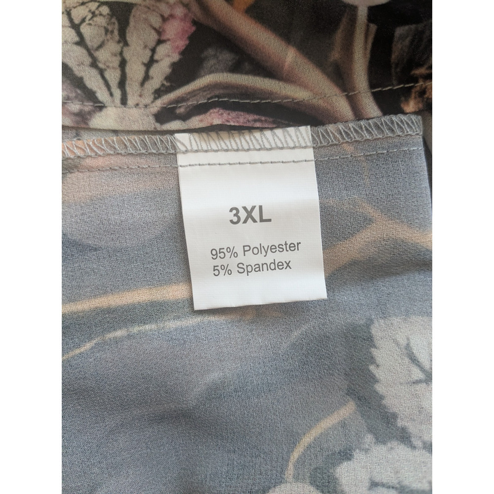 NEW Gray Gold Women's 3XL Floral Print Kimono Cardigan Loose Cover Up Shirt - Picture 5 of 6